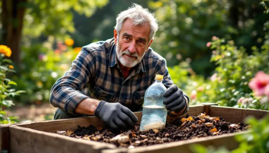 descubra como um jardineiro utiliza uma garrafa para eliminar eficazmente os mosquitos do compostor, mantendo seu jardim livre de pragas.